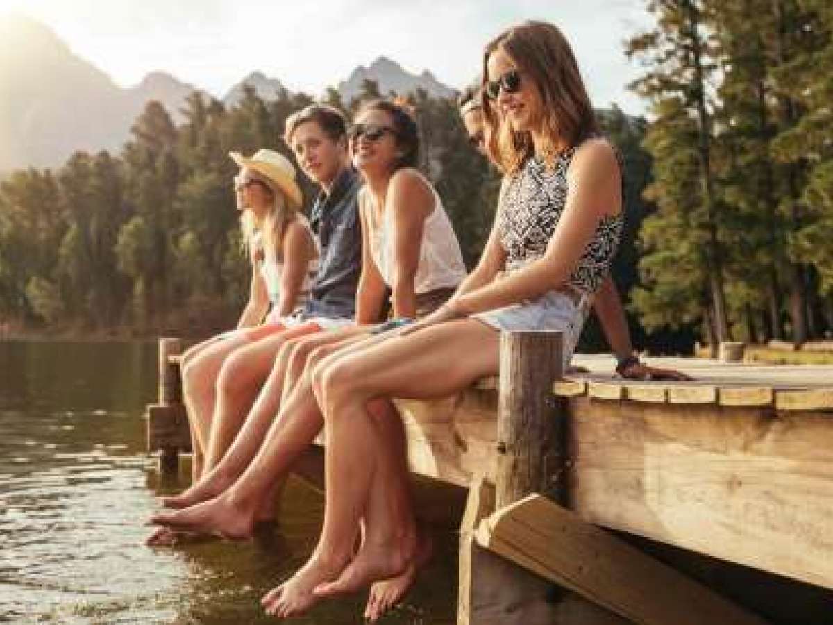 Teens sitting on the dock
