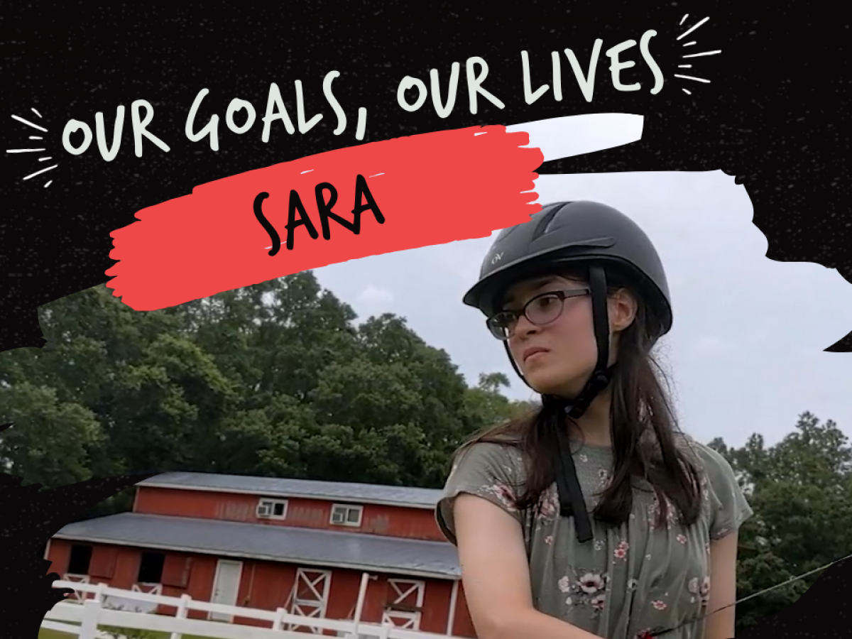 Our Goals, Our Lives, Sara practices mounted archery.