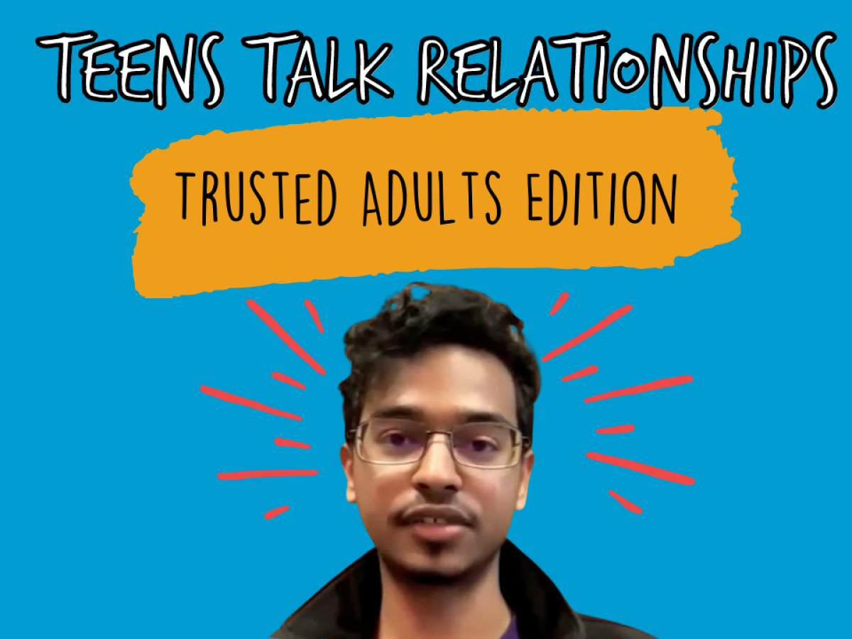 Teens talk relationship. A young man is talking about trusted adults.