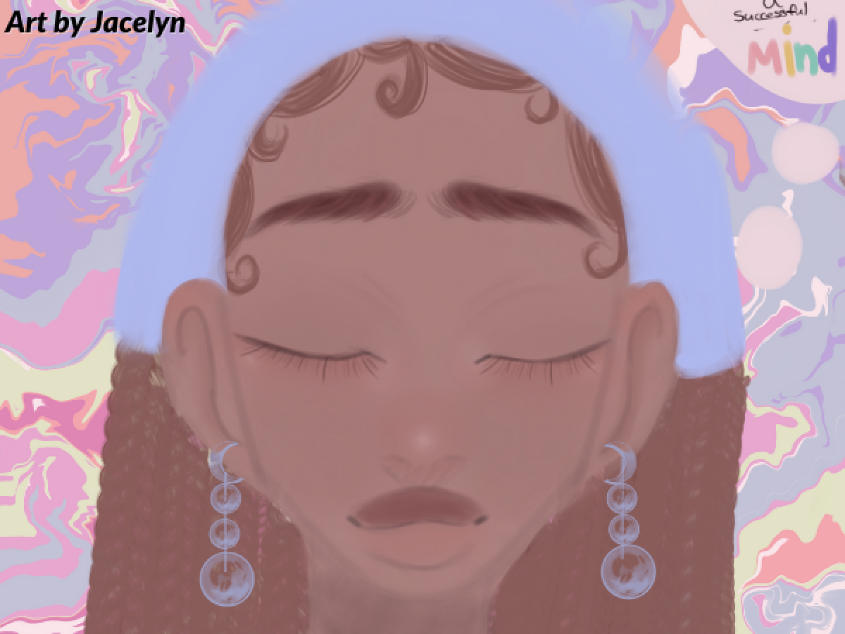 Digital art of girl with eyes closed