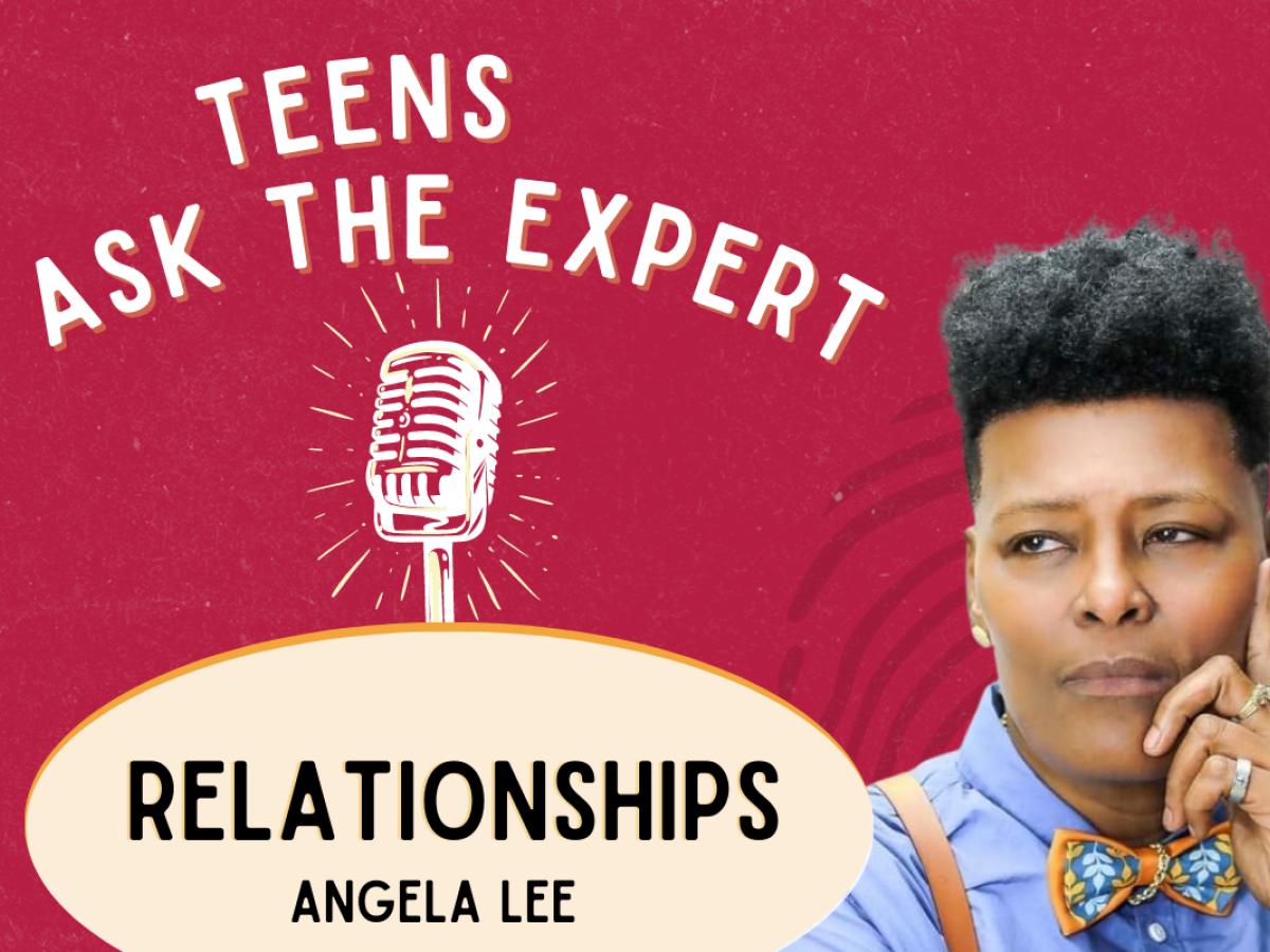 Graphic including a picture of speaker Angela Lee and text that reads Teens Ask the Expert: Relationships