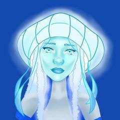 A feminine person with a jellyfish hat and tentacle hair.