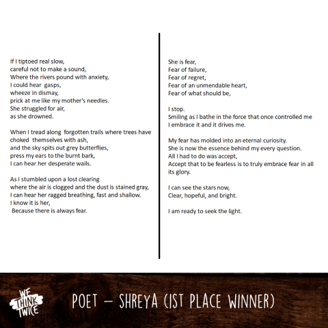Poetry Contest First Place Winner - Shreya