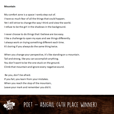 Poetry Contest Fourth Place Winner - Abigail